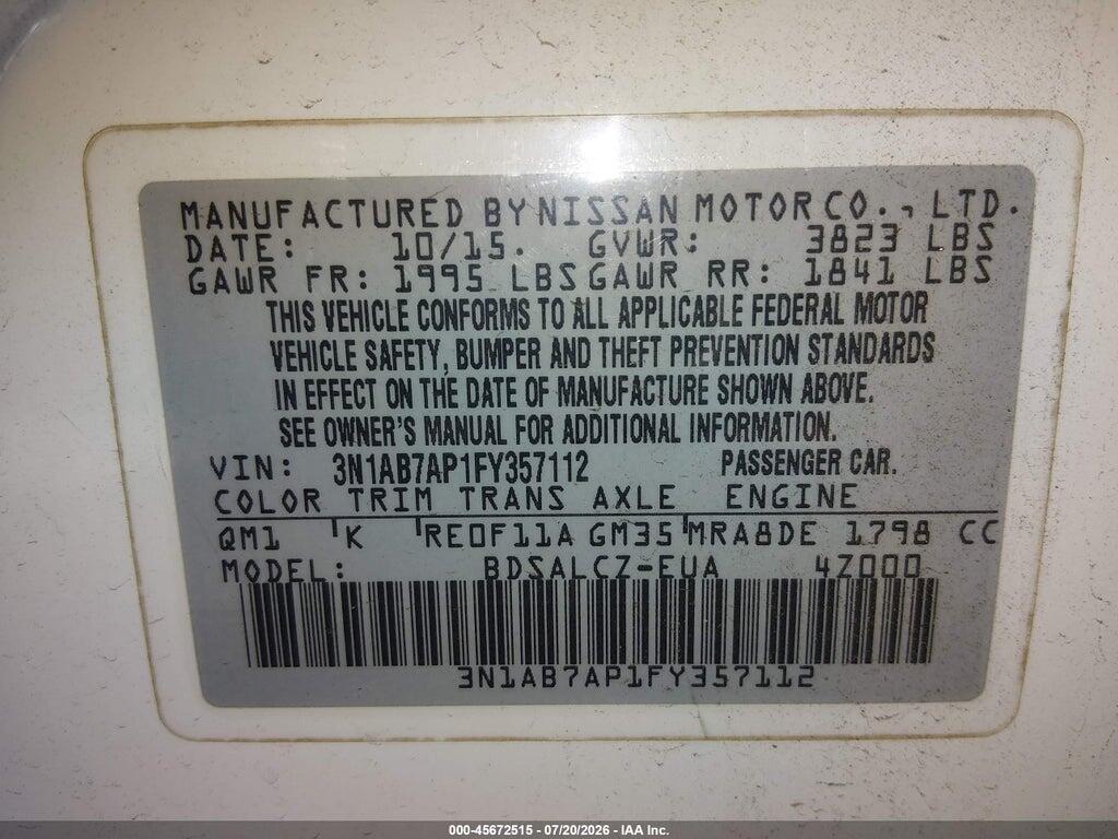 3N1AB7AP1FY357112 2015 NISSAN SENTRA photo no. 9