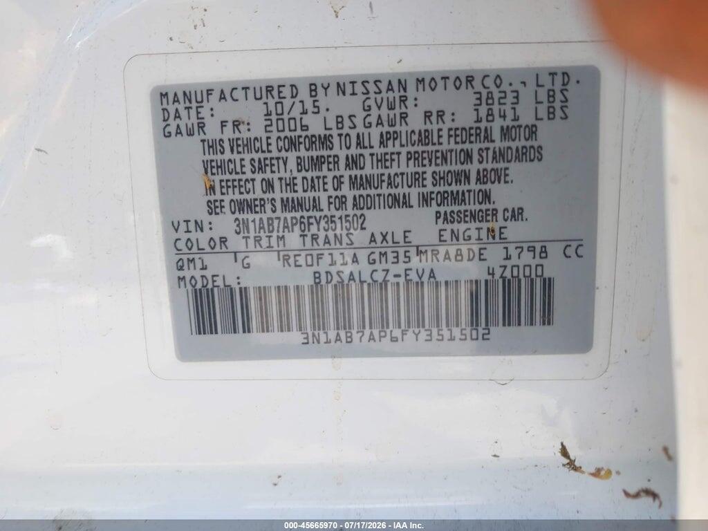 3N1AB7AP6FY351502 2015 NISSAN SENTRA photo no. 9