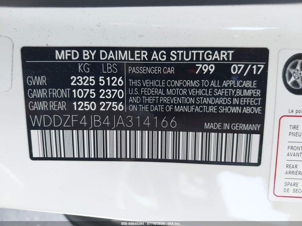 WDDZF4JB4JA314166 2018 MERCEDES-BENZ E 300 photo no. 9