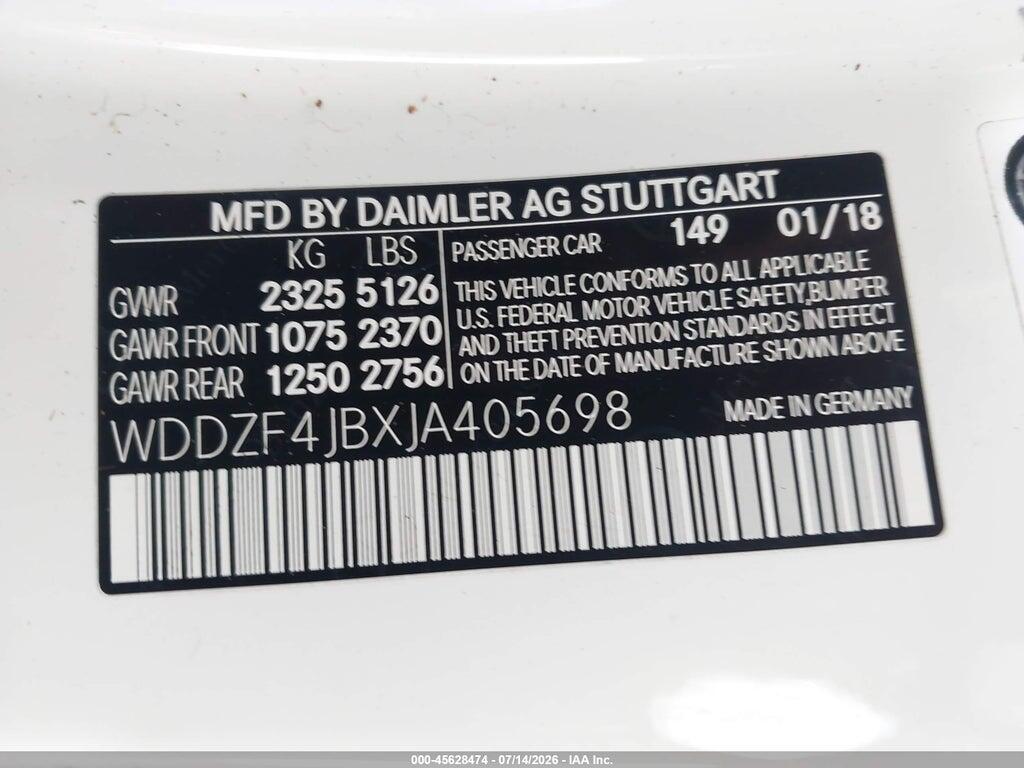 WDDZF4JBXJA405698 2018 MERCEDES-BENZ E 300 photo no. 9