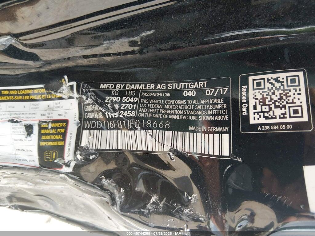 WDD1J6FB1JF018668 2018 MERCEDES-BENZ E 400 photo no. 9