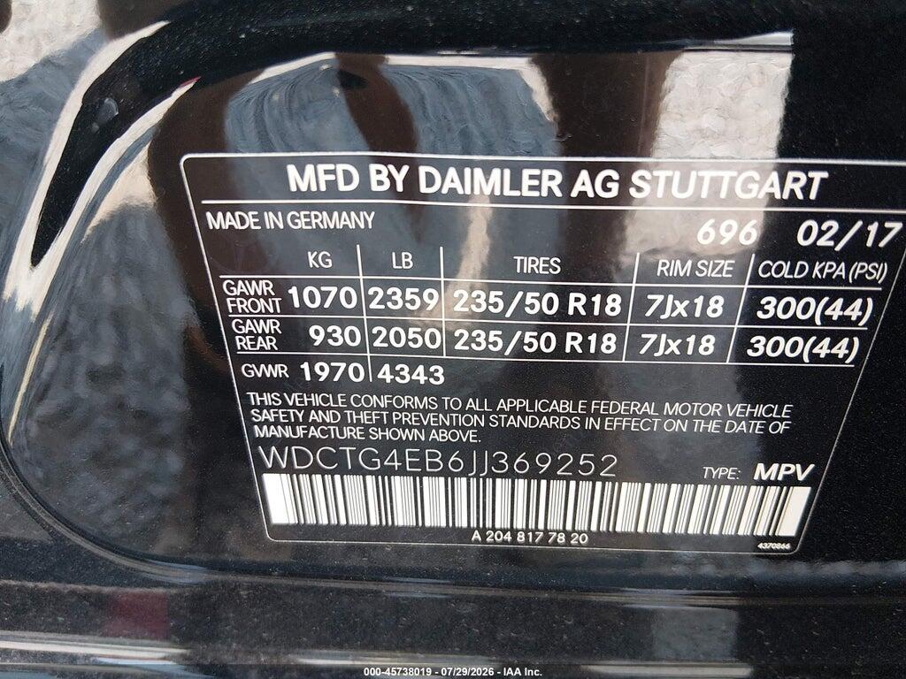 WDCTG4EB6JJ369252 2018 MERCEDES-BENZ GLA 250 photo no. 9