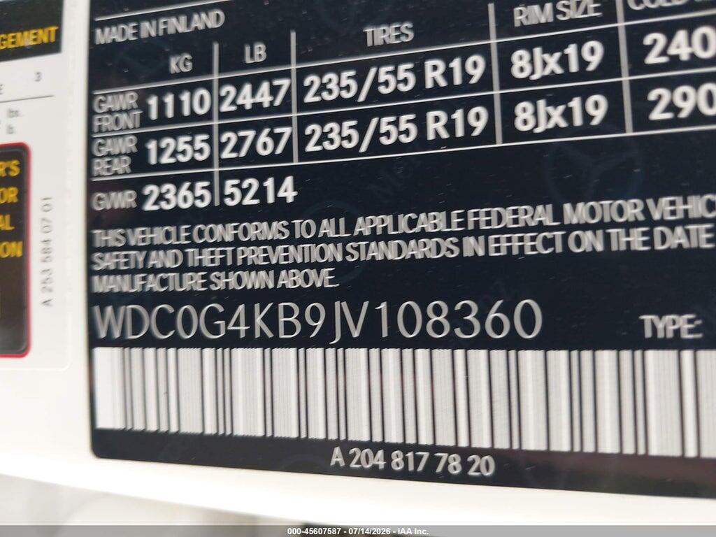 WDC0G4KB9JV108360 2018 MERCEDES-BENZ GLC 300 photo no. 9