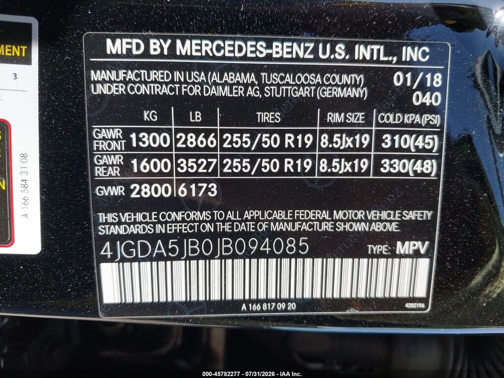 4JGDA5JB0JB094085 2018 MERCEDES-BENZ GLE 350 photo no. 9