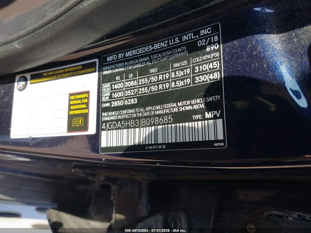 4JGDA5HB3JB098685 2018 MERCEDES-BENZ GLE 350 photo no. 9