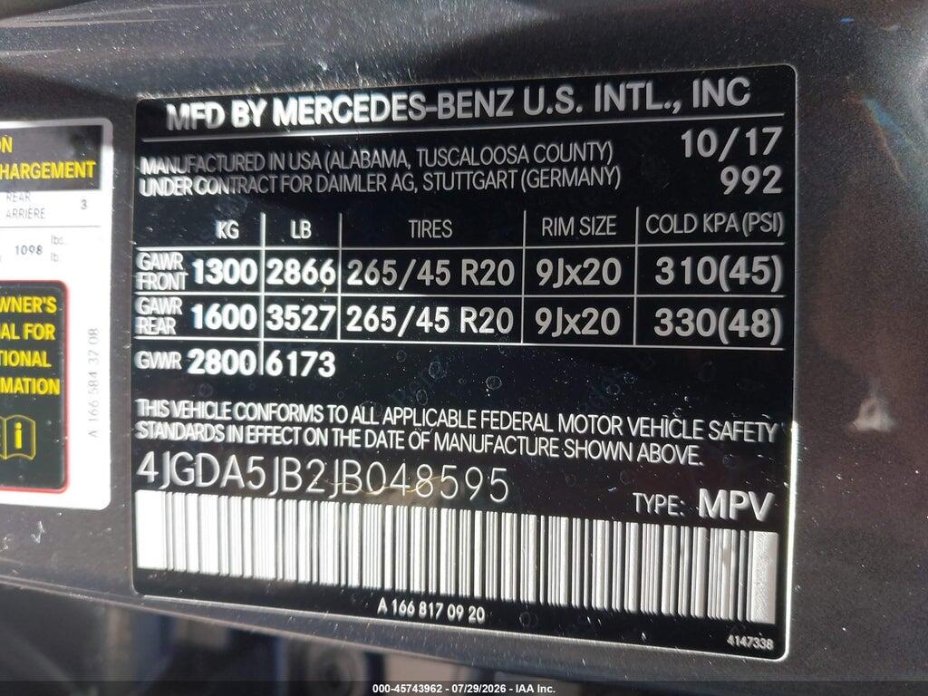 4JGDA5JB2JB048595 2018 MERCEDES-BENZ GLE 350 photo no. 9