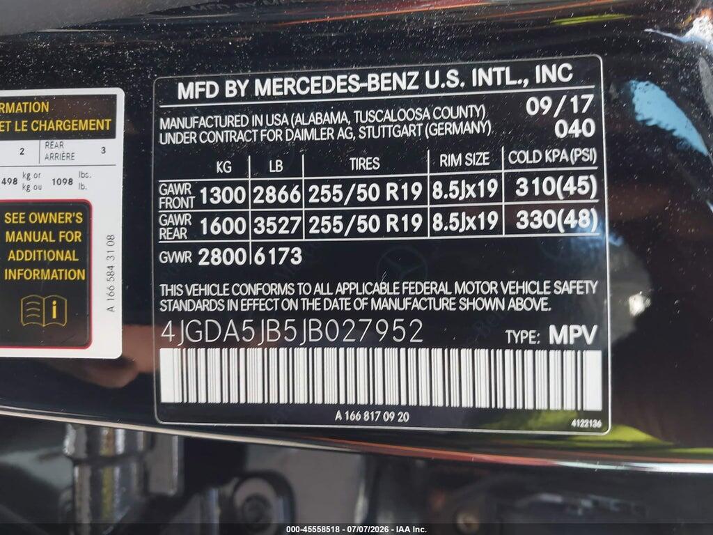 4JGDA5JB5JB027952 2018 MERCEDES-BENZ GLE 350 photo no. 9