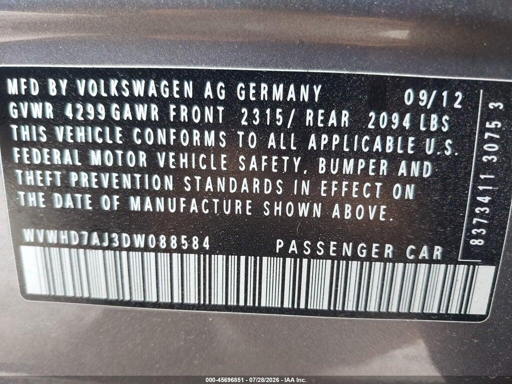 WVWHD7AJ3DW088584 2013 VOLKSWAGEN GTI photo no. 9