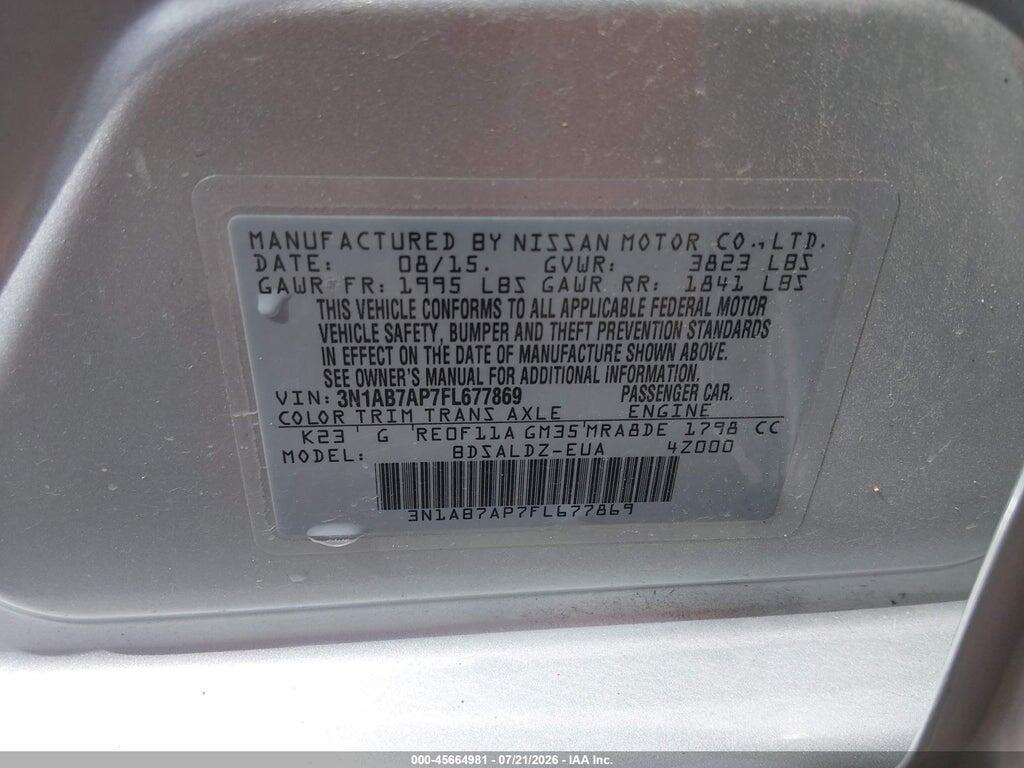 3N1AB7AP7FL677869 2015 NISSAN SENTRA photo no. 9