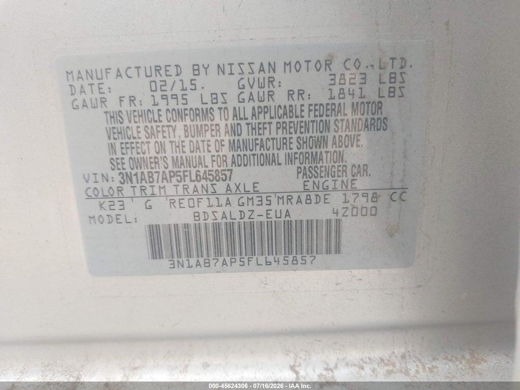 3N1AB7AP5FL645857 2015 NISSAN SENTRA photo no. 9