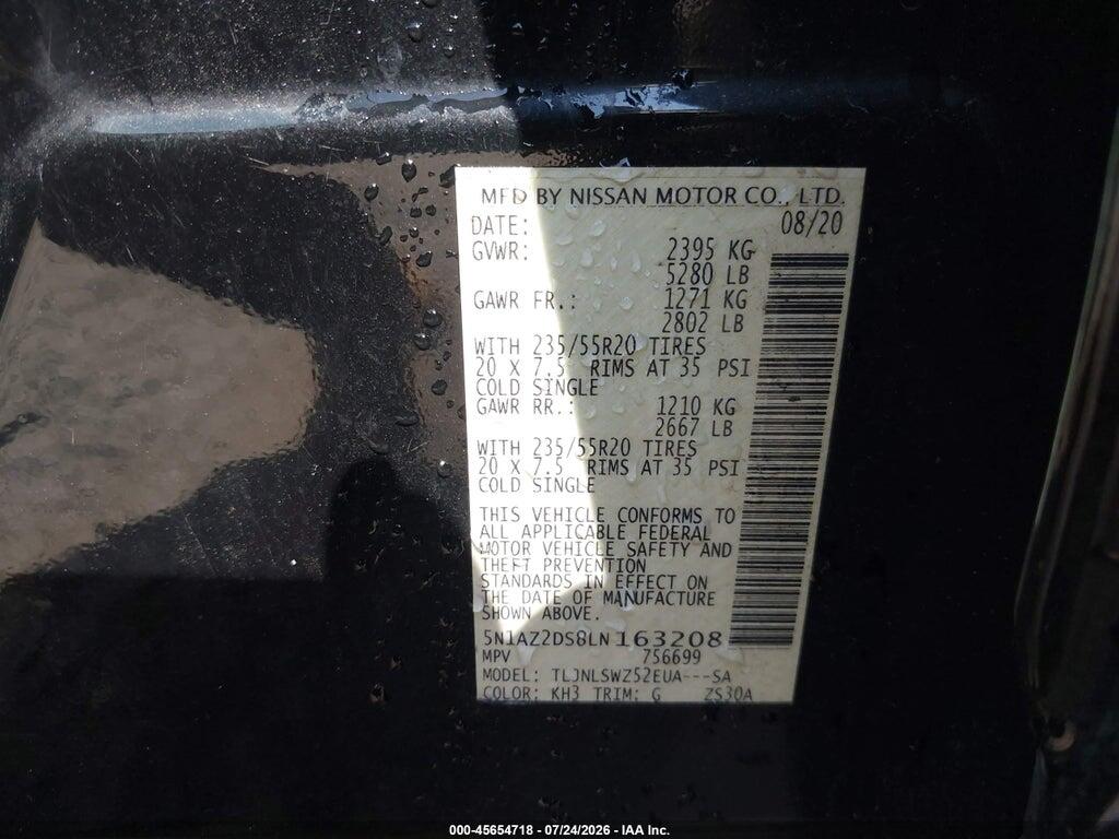 5N1AZ2DS8LN163208 2020 NISSAN MURANO photo no. 9