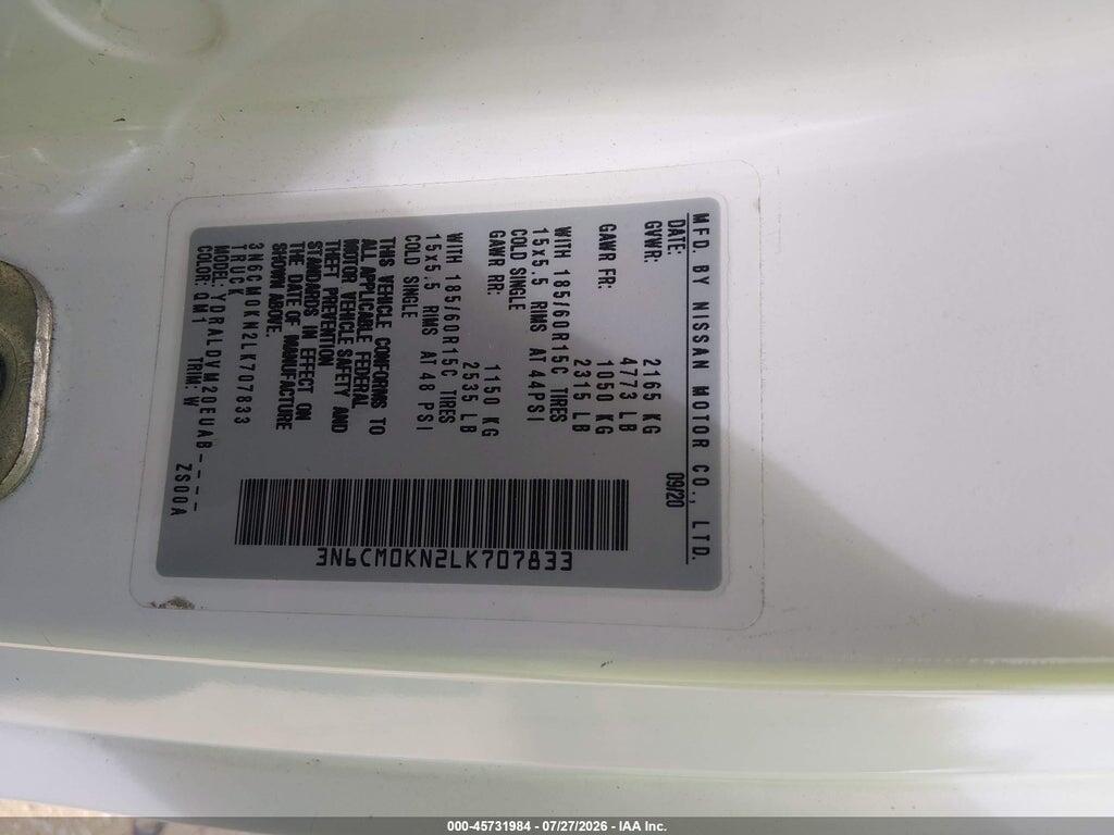 3N6CM0KN2LK707833 2020 NISSAN NV200  CARGO photo no. 9