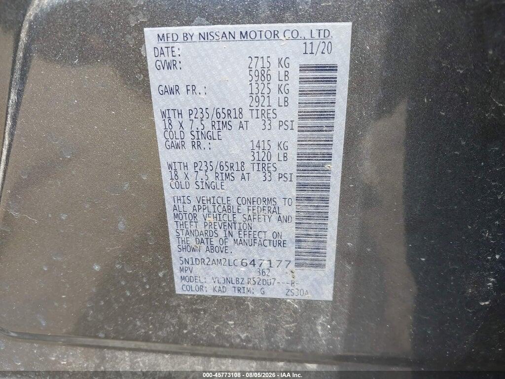 5N1DR2AM2LC647177 2020 NISSAN PATHFINDER photo no. 9