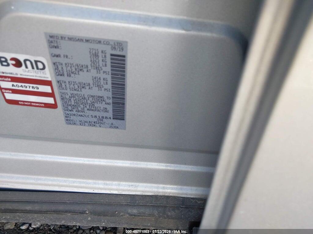 5N1DR2AN2LC581884 2020 NISSAN PATHFINDER photo no. 9