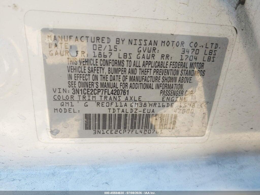 3N1CE2CP7FL420761 2015 NISSAN VERSA NOTE photo no. 9
