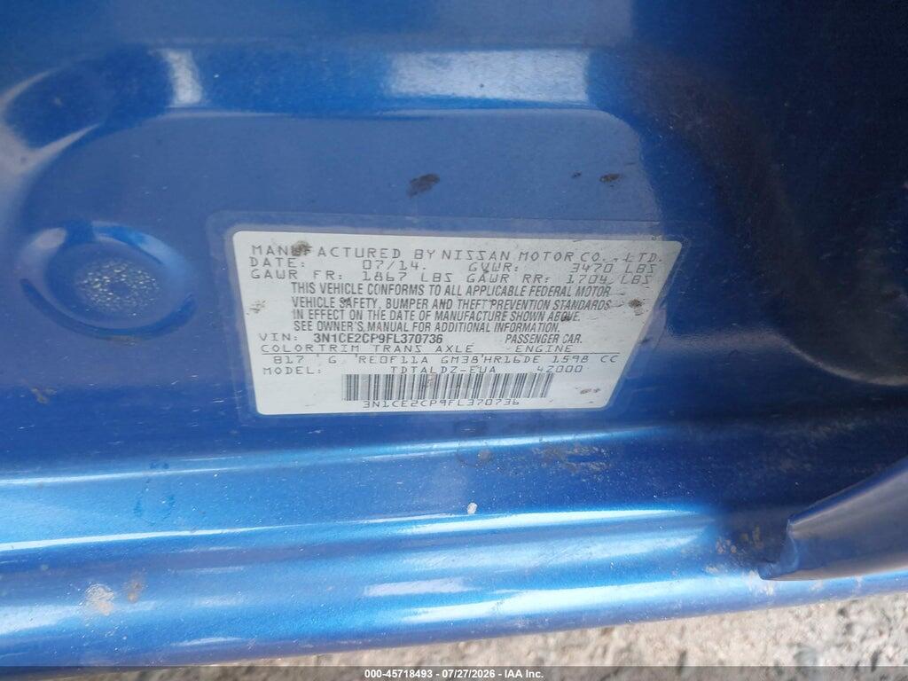 3N1CE2CP9FL370736 2015 NISSAN VERSA NOTE photo no. 9