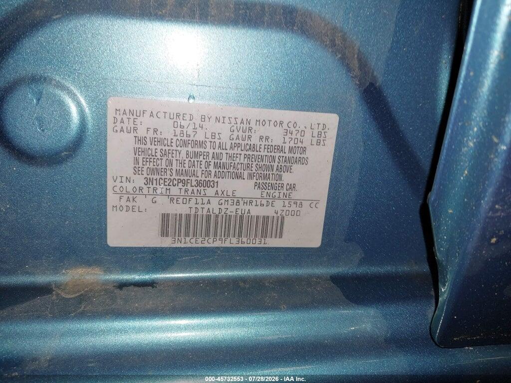 3N1CE2CP9FL360031 2015 NISSAN VERSA NOTE photo no. 9