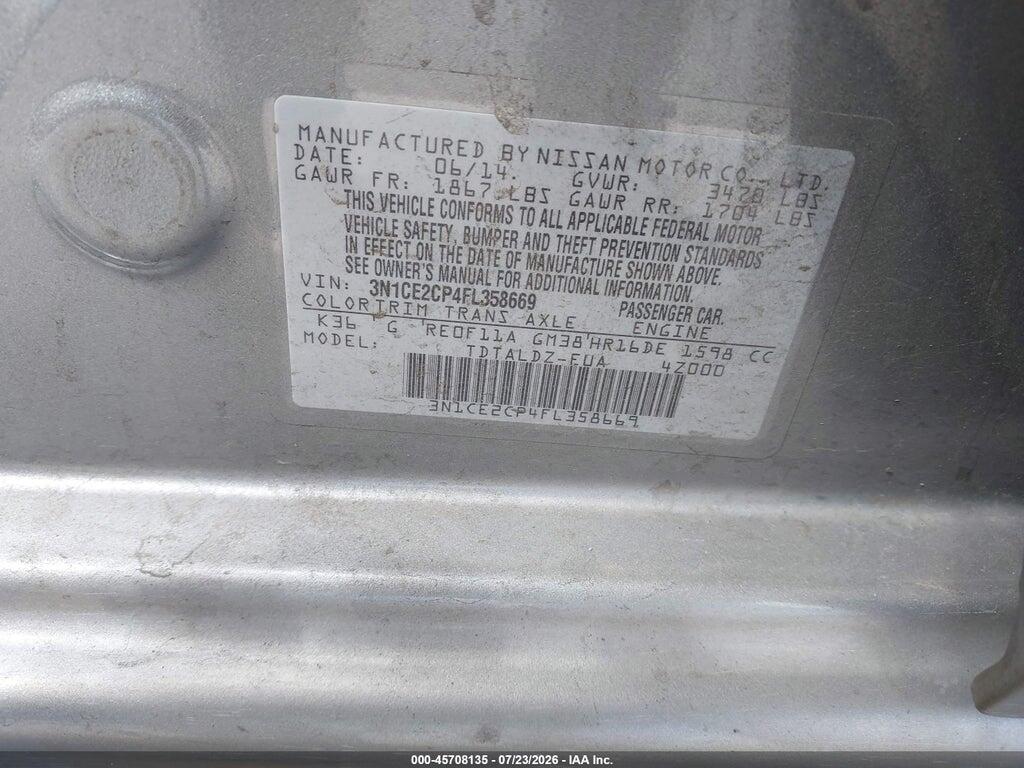 3N1CE2CP4FL358669 2015 NISSAN VERSA NOTE photo no. 9