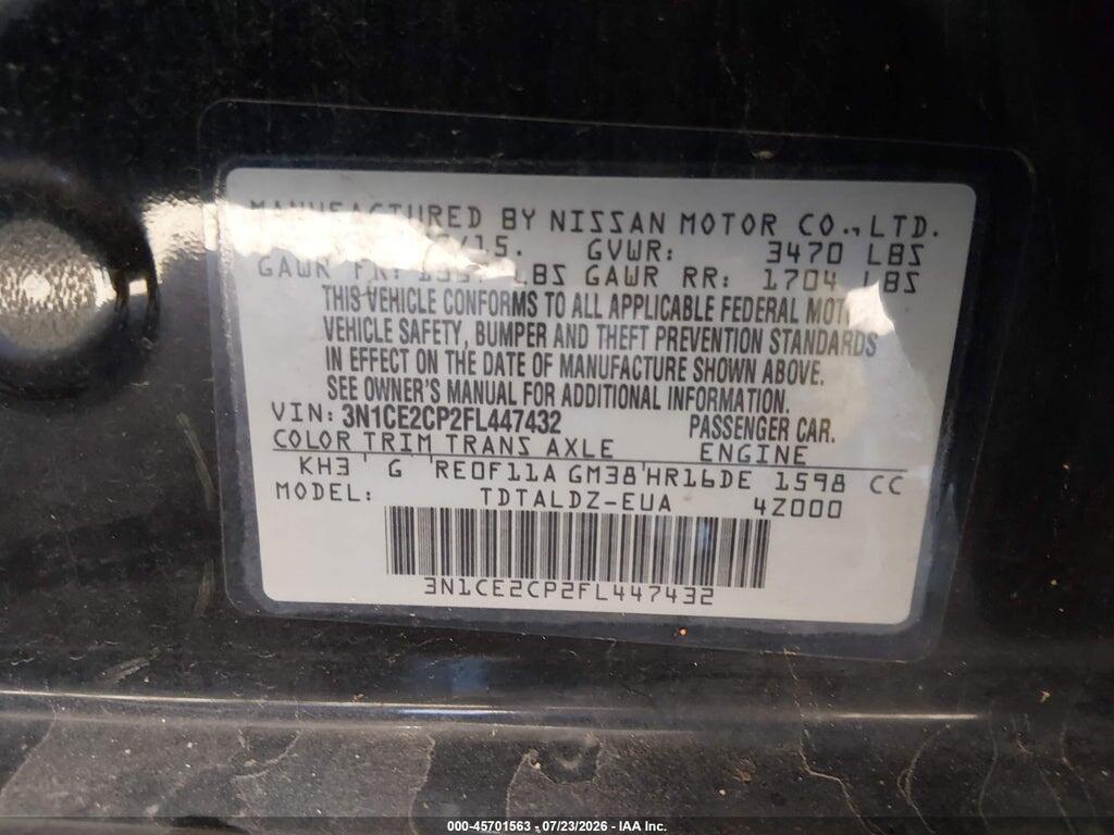 3N1CE2CP2FL447432 2015 NISSAN VERSA NOTE photo no. 9
