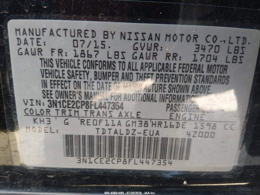 3N1CE2CP8FL447354 2015 NISSAN VERSA NOTE photo no. 9