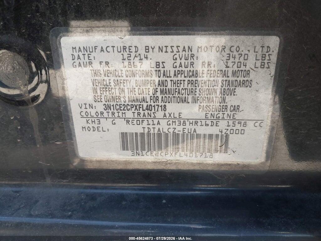 3N1CE2CPXFL401718 2015 NISSAN VERSA NOTE photo no. 9