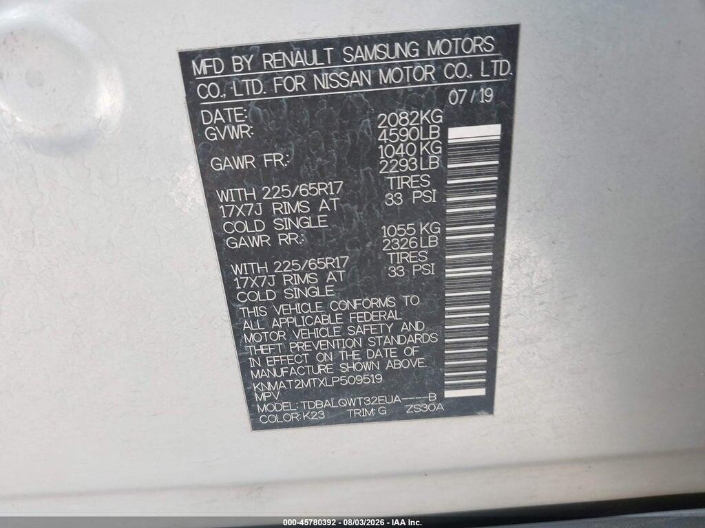 KNMAT2MTXLP509519 2020 NISSAN ROGUE photo no. 9