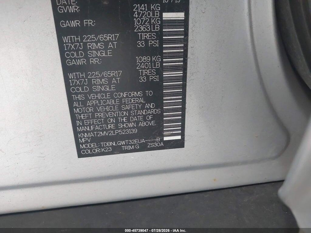 KNMAT2MV2LP523139 2020 NISSAN ROGUE photo no. 9