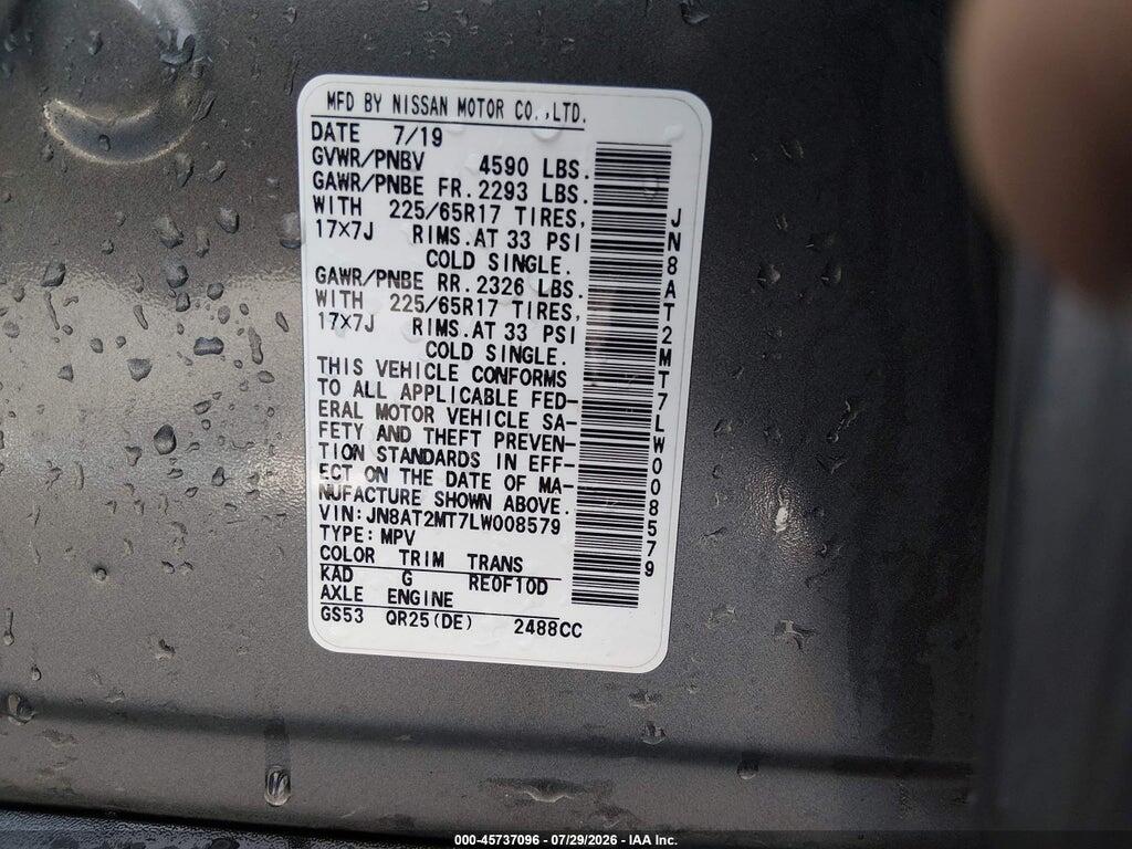 JN8AT2MT7LW008579 2020 NISSAN ROGUE photo no. 9