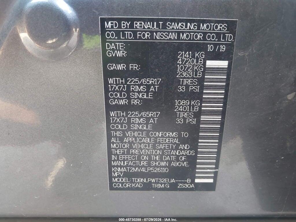 KNMAT2MV4LP526110 2020 NISSAN ROGUE photo no. 9
