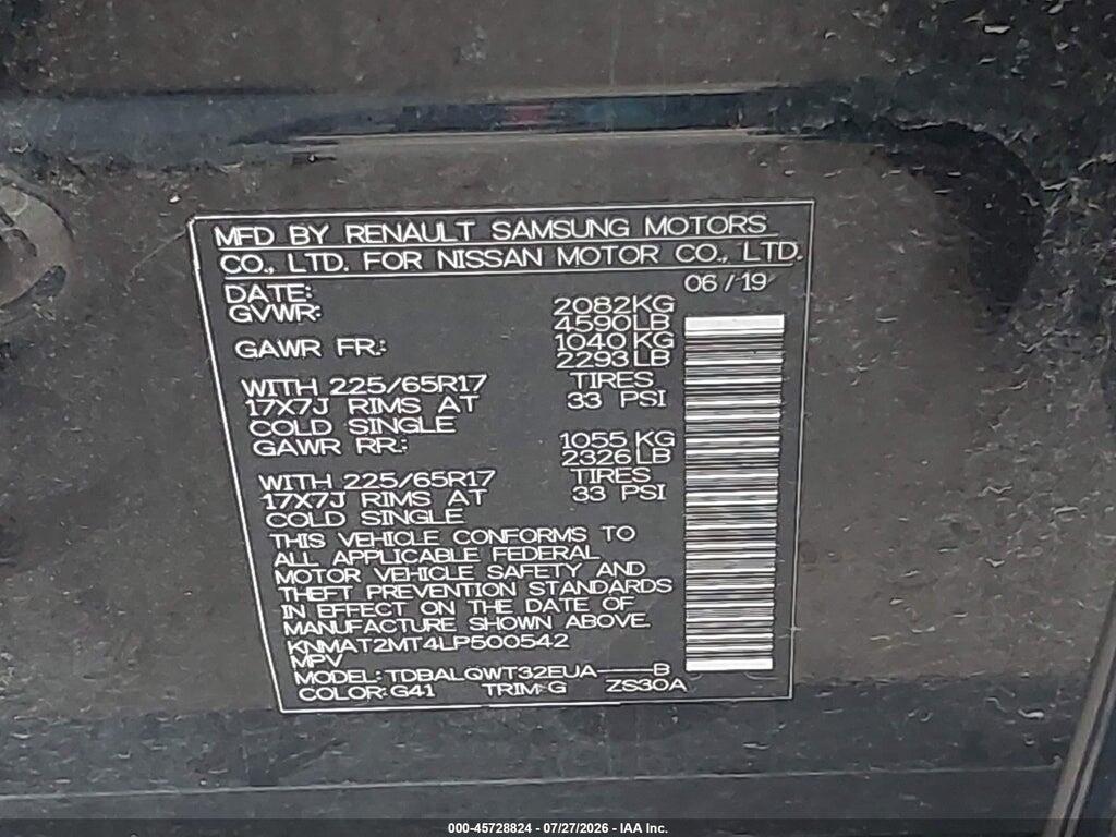 KNMAT2MT4LP500542 2020 NISSAN ROGUE photo no. 9