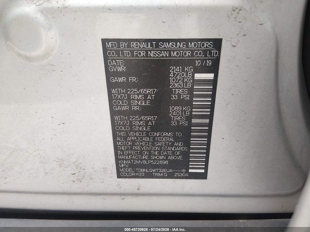 KNMAT2MV8LP522898 2020 NISSAN ROGUE photo no. 9