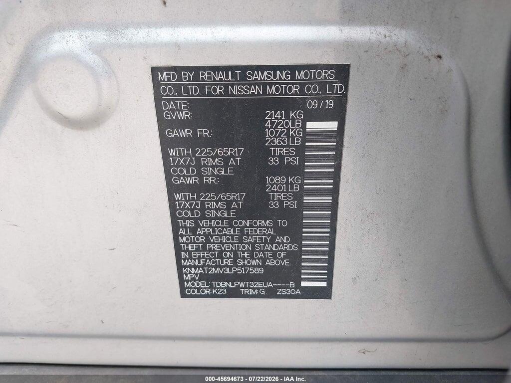 KNMAT2MV3LP517589 2020 NISSAN ROGUE photo no. 9