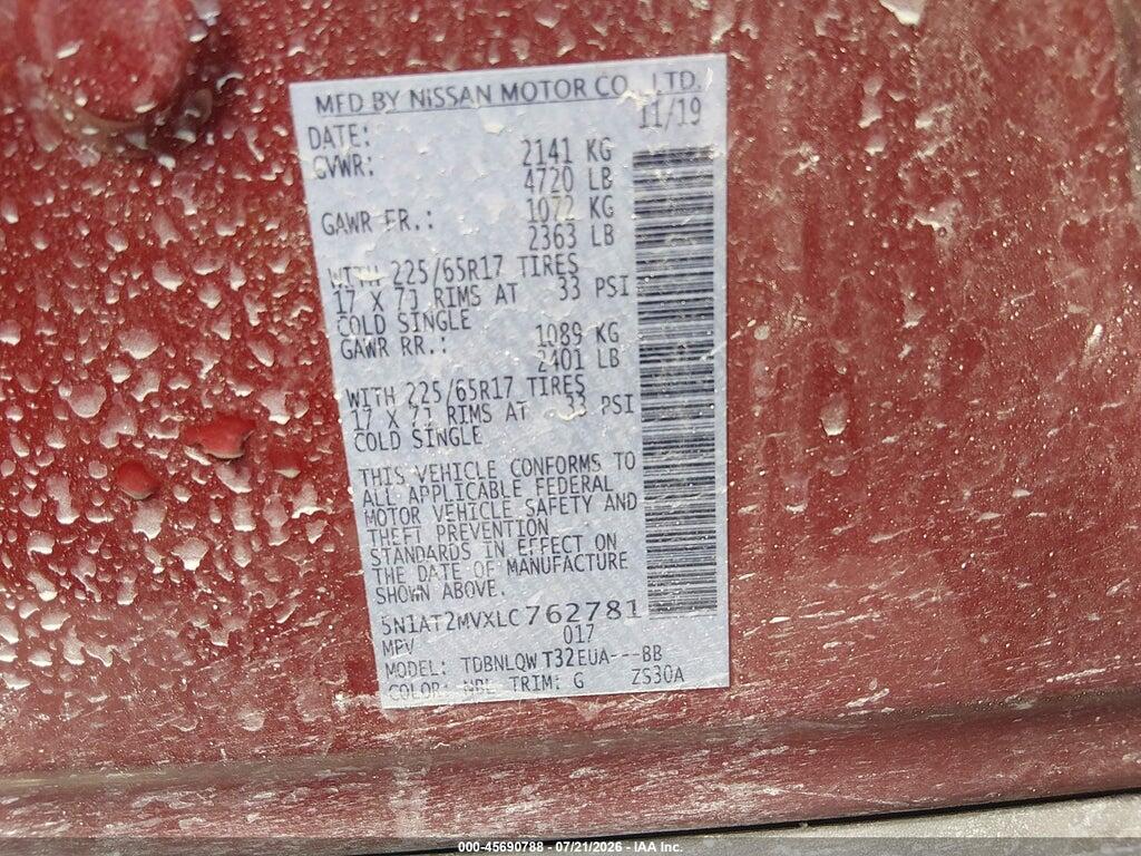 5N1AT2MVXLC762781 2020 NISSAN ROGUE photo no. 9