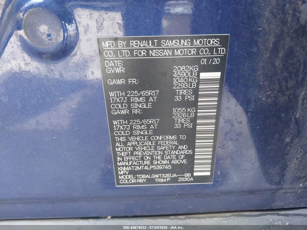 KNMAT2MT4LP539745 2020 NISSAN ROGUE photo no. 9