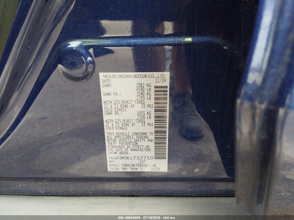 5N1AT2MT8LC757710 2020 NISSAN ROGUE photo no. 9