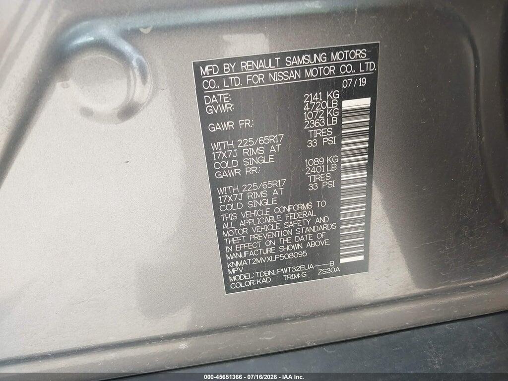 KNMAT2MVXLP508095 2020 NISSAN ROGUE photo no. 9