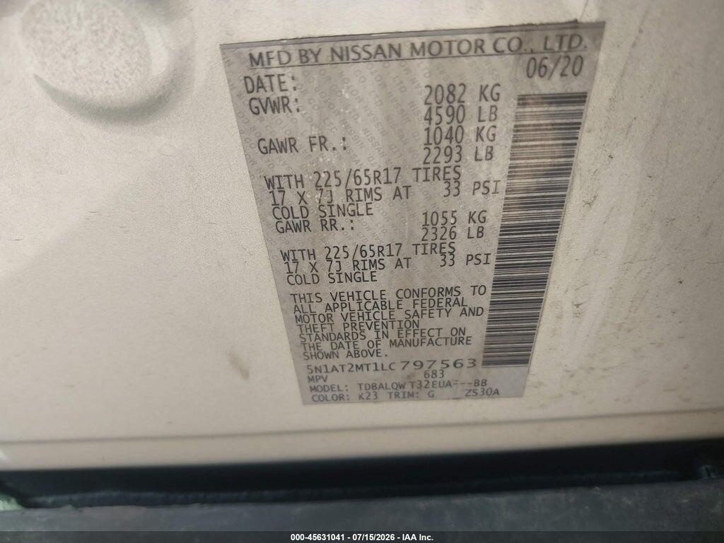 5N1AT2MT1LC797563 2020 NISSAN ROGUE photo no. 9