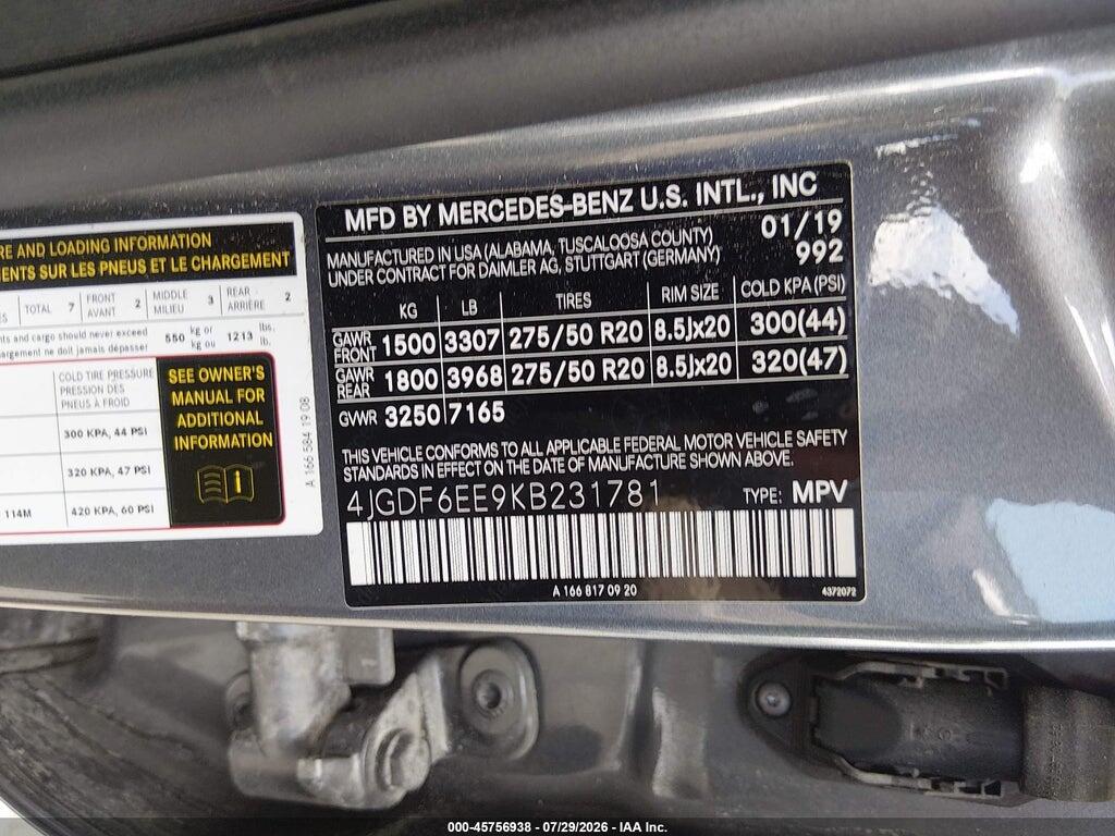 4JGDF6EE9KB231781 2019 MERCEDES-BENZ GLS 450 photo no. 9