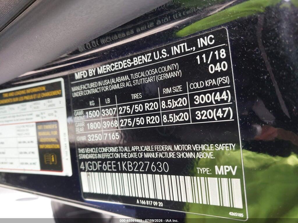 4JGDF6EE1KB227630 2019 MERCEDES-BENZ GLS 450 photo no. 9