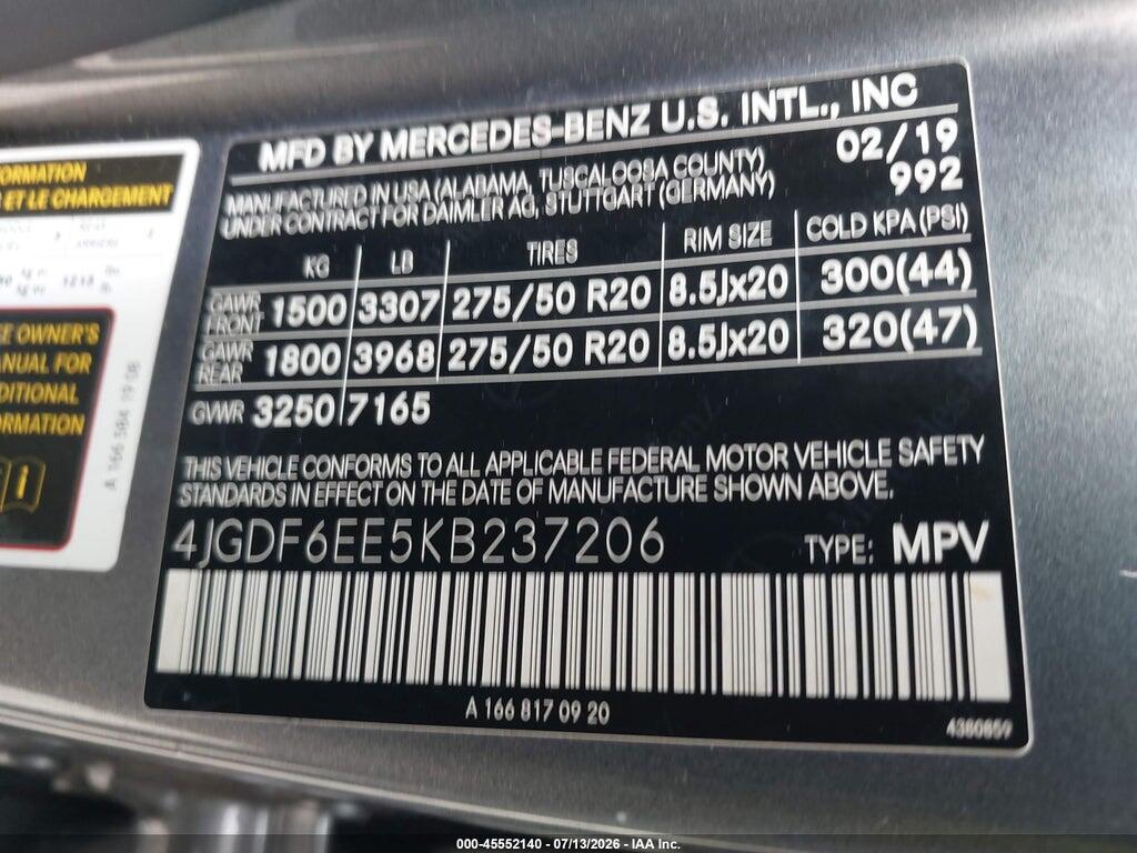 4JGDF6EE5KB237206 2019 MERCEDES-BENZ GLS 450 photo no. 9