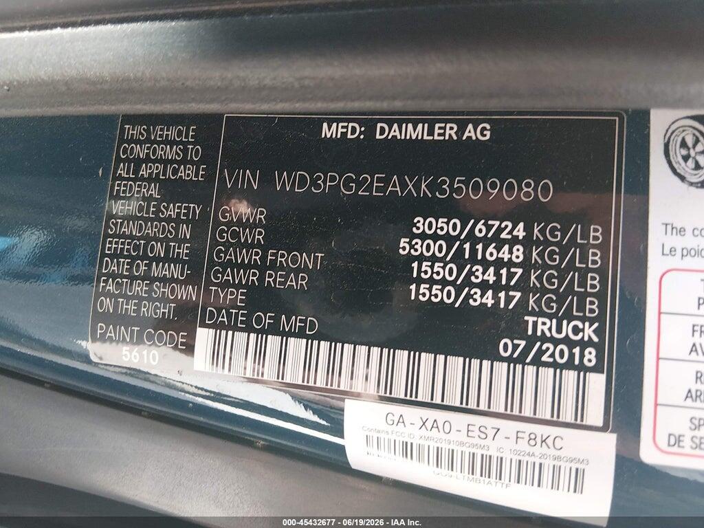 WD3PG2EAXK3509080 2019 MERCEDES-BENZ METRIS photo no. 9