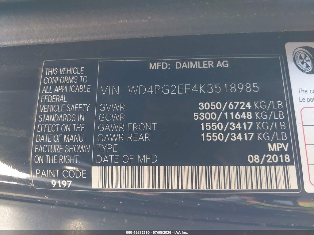 WD4PG2EE4K3518985 2019 MERCEDES-BENZ METRIS photo no. 9