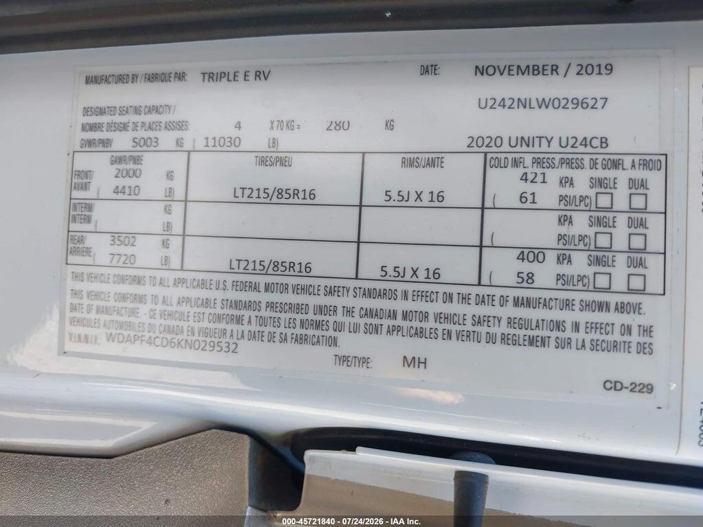 WDAPF4CD6KN029532 2019 MERCEDES-BENZ SPRINTER 4500 photo no. 9