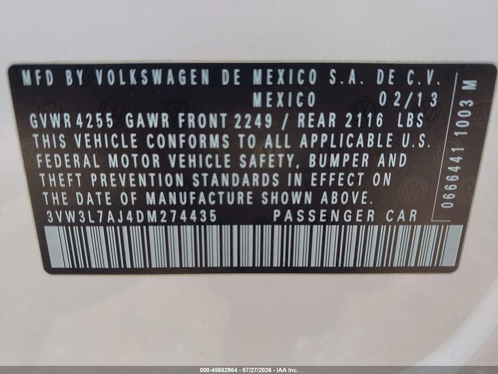3VW3L7AJ4DM274435 2013 VOLKSWAGEN JETTA photo no. 9