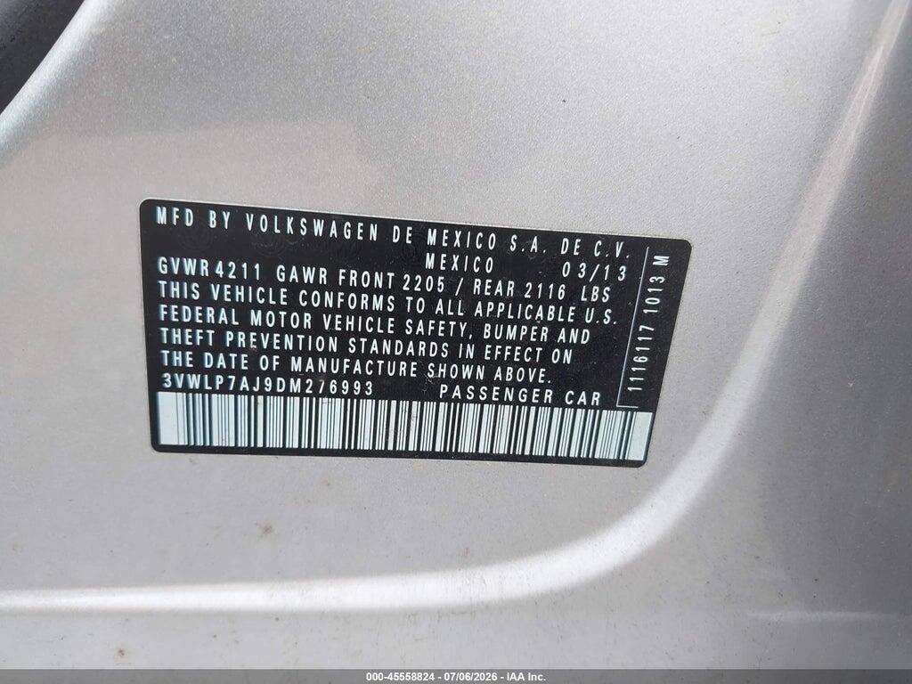 3VWLP7AJ9DM276993 2013 VOLKSWAGEN JETTA photo no. 9