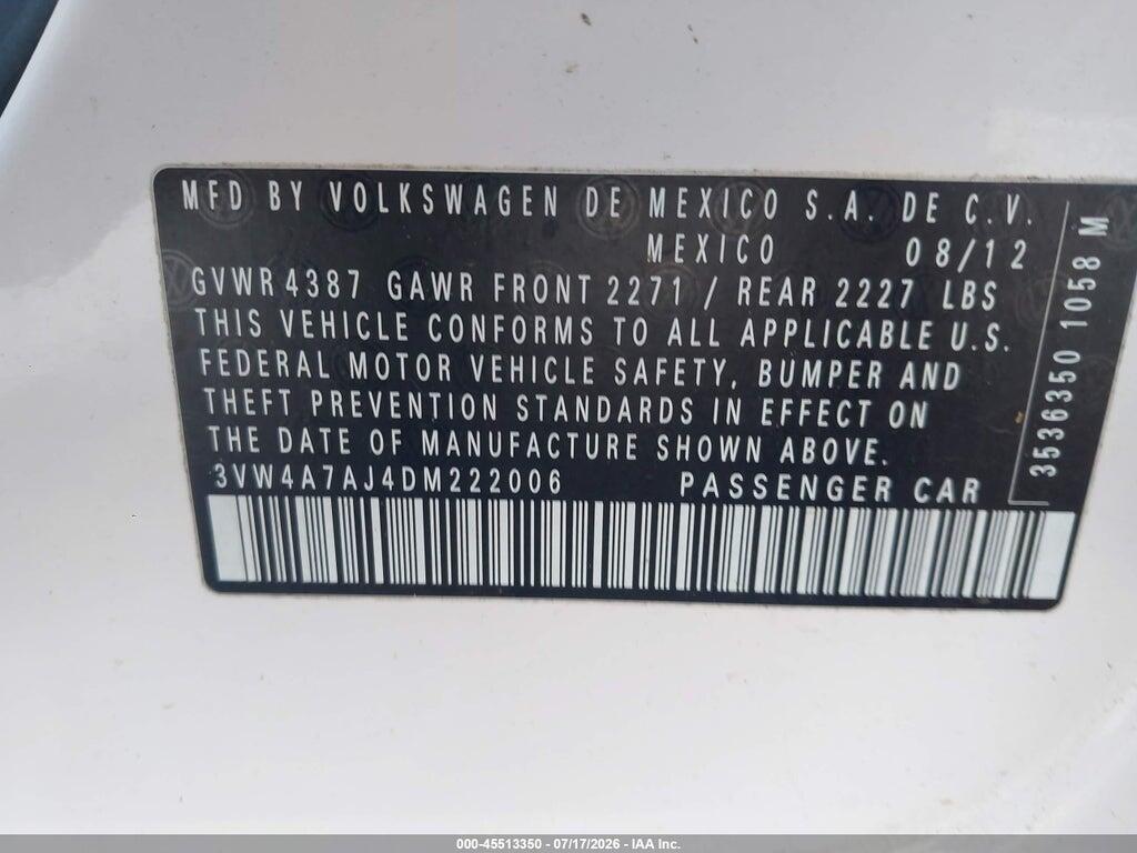 3VW4A7AJ4DM222006 2013 VOLKSWAGEN JETTA photo no. 9