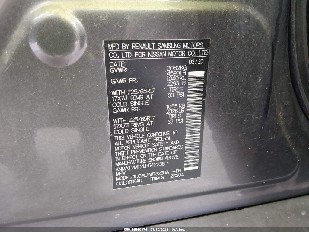 KNMAT2MT2LP542238 2020 NISSAN ROGUE photo no. 9