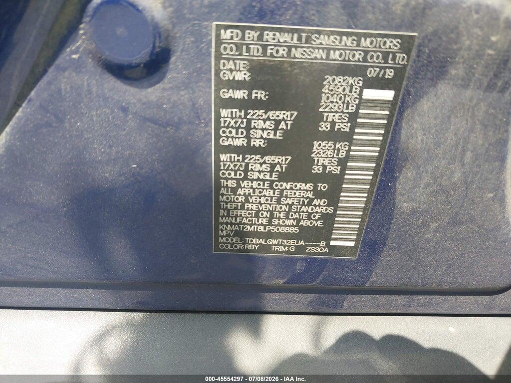 KNMAT2MT8LP508885 2020 NISSAN ROGUE photo no. 9