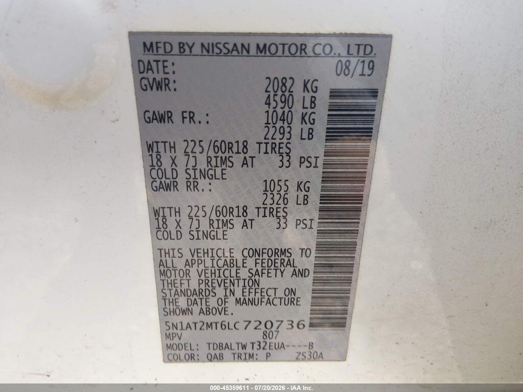 5N1AT2MT6LC720736 2020 NISSAN ROGUE photo no. 9