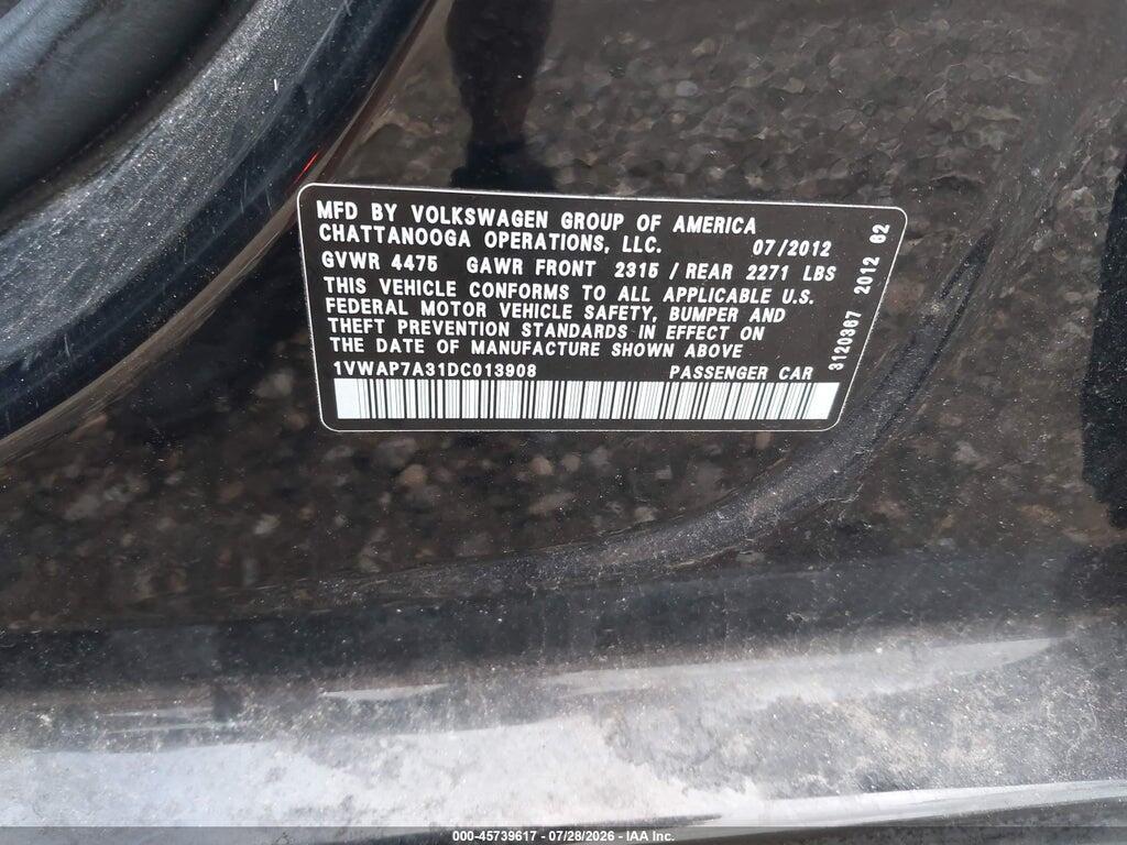 1VWAP7A31DC013908 2013 VOLKSWAGEN PASSAT photo no. 9